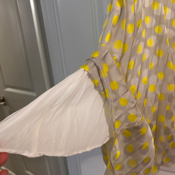 Zara pleated yellow polka dot handkerchief hem midi skirt Sz L - Picture 7 of 8